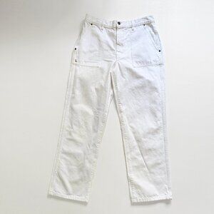 Lafayette 148 White Jean Flat Front Pocket Straight Leg